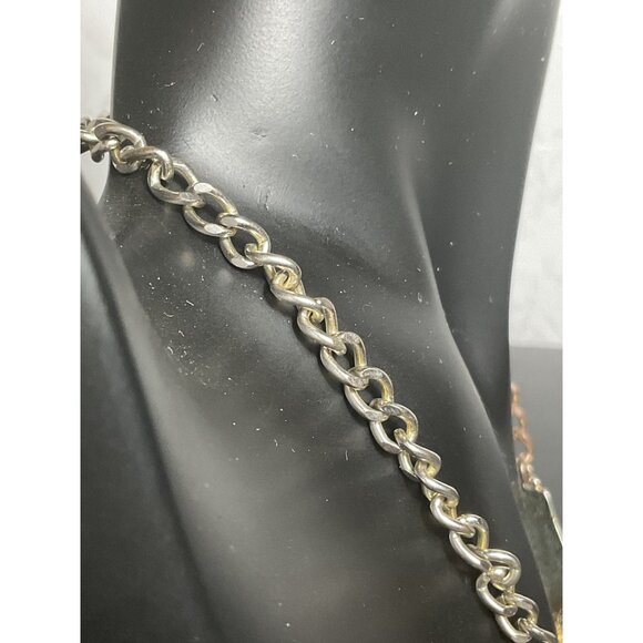 Vintage Gold Tone Statement Necklace White Teardrop Accents Adjustable Chain - Picture 4 of 5